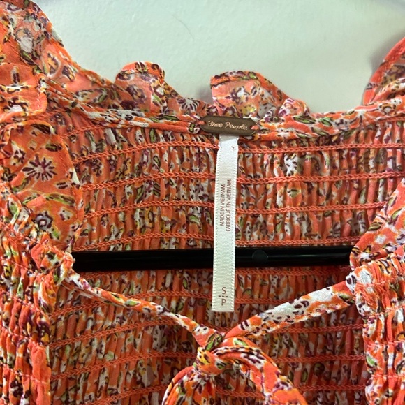 Free people sheer orange floral blouse small - Picture 4 of 5